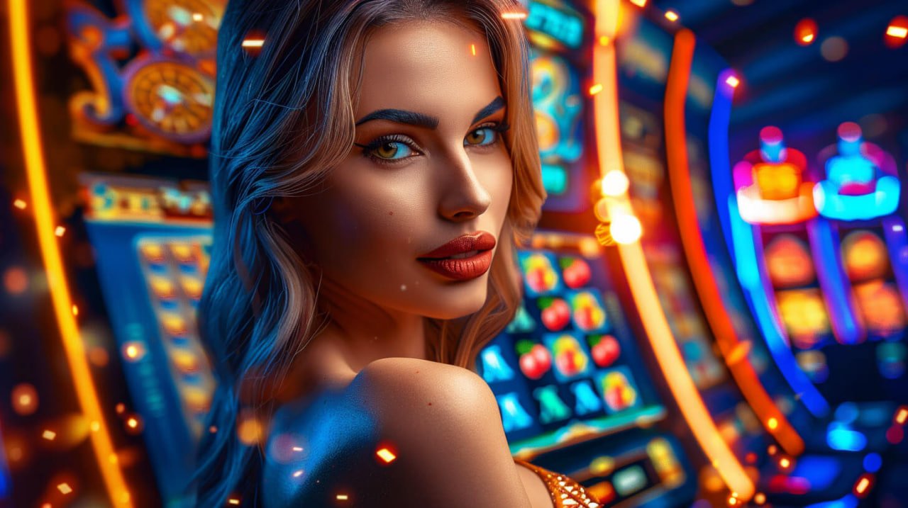 Giao diện game slot online với hiệu ứng neon trên nền tối
